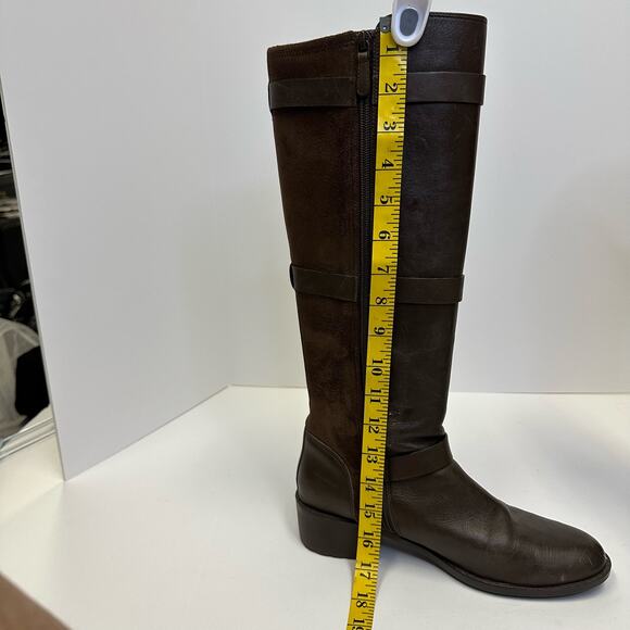Cole Haan Brown Leather & Suede Knee-High Boots - Size 7 - Picture 7 of 10